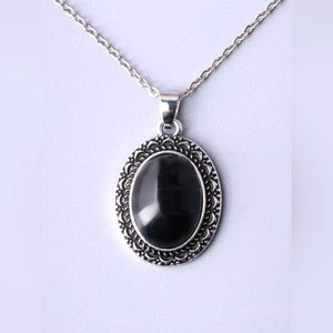 Gothic Black Oval Necklace